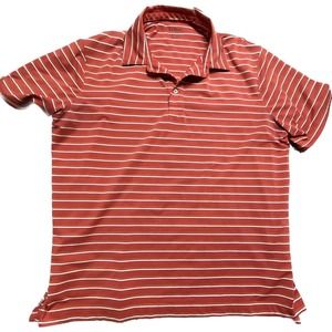 L.L. Bean Polo Shirt Mens X-Large Regular Slightly Fitted Orange Striped Golf